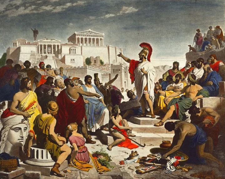 Pericles’ Funeral Oration, Philipp Foltz, 1852 — the Athenian assembly, birthplace of democracy